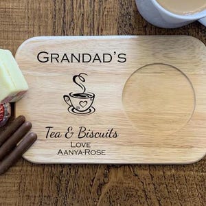 Personalised Wooden Tea And Biscuit Board Gift Idea, Personalised Tea Board, Coffee Serving Tray, Engraved Birthday, Father's Day Gift