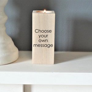Personalised Wooden Tall Tea Light Candle Holder Luxury Feel - Engraved with Your Message