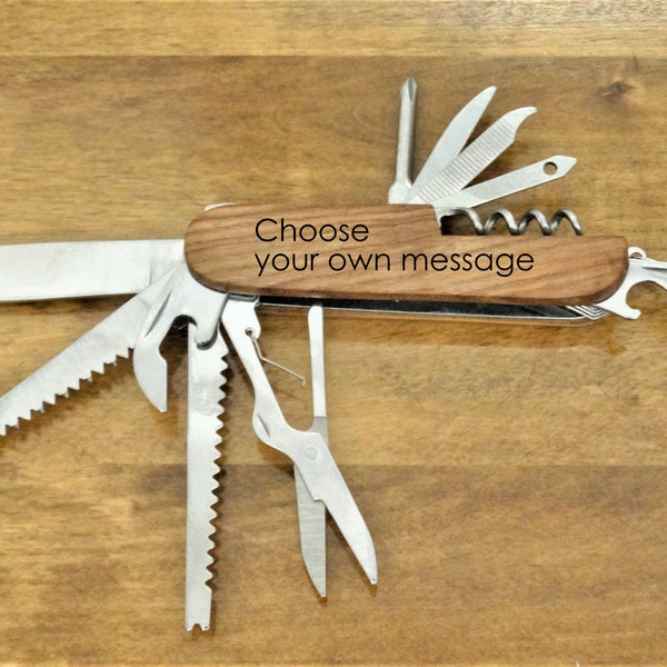 Personalised Multi-tool Folding Army Penknife for Camping - Engraved with your own message