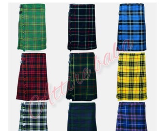 Men/'s Scottish Highland Tartan Kilt Handmade Traditional 8 Yard Kilts Available in Various Tartans