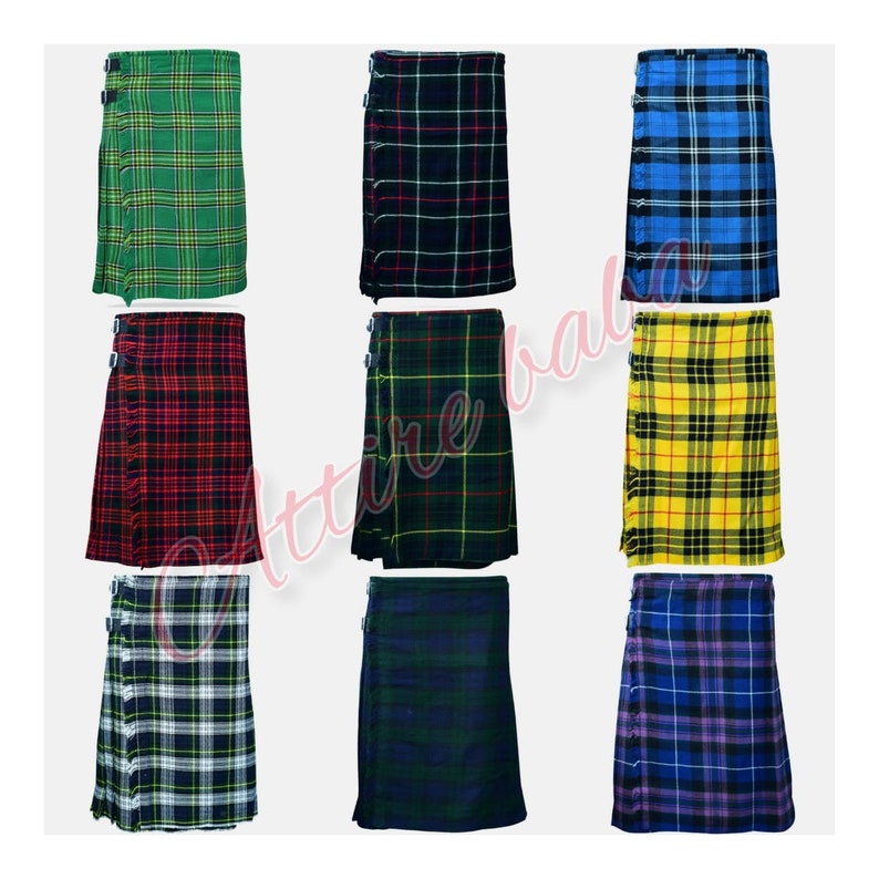 Men/'s Scottish Highland Tartan Kilt Handmade Traditional 8 Yard Kilts Available in Various Tartans