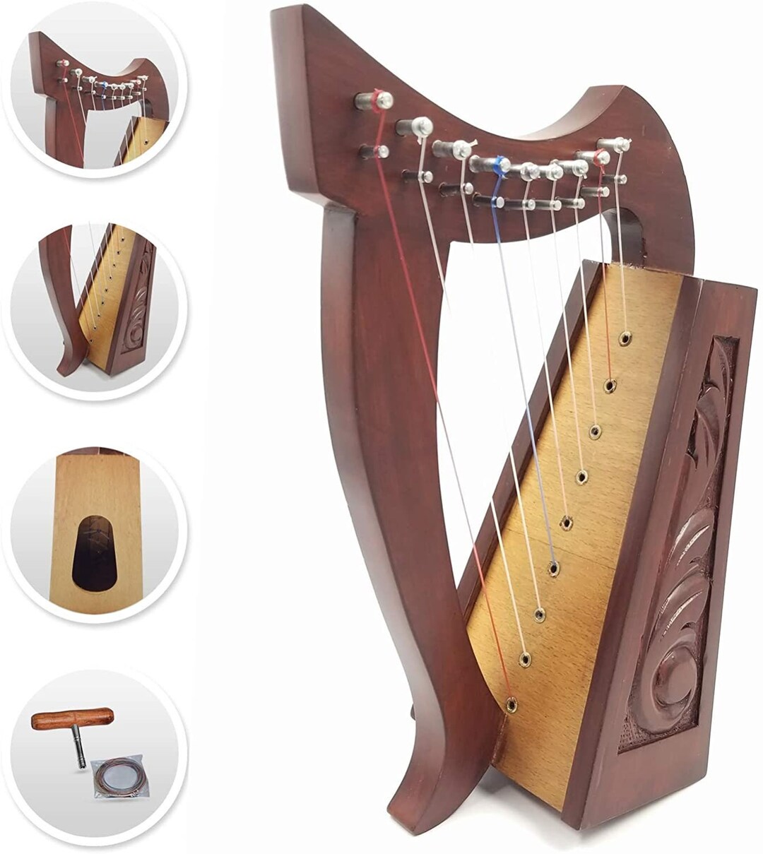 Rosewood 9 Strings Irish Harp Authentic Celtic Lyre Harp With Etsy