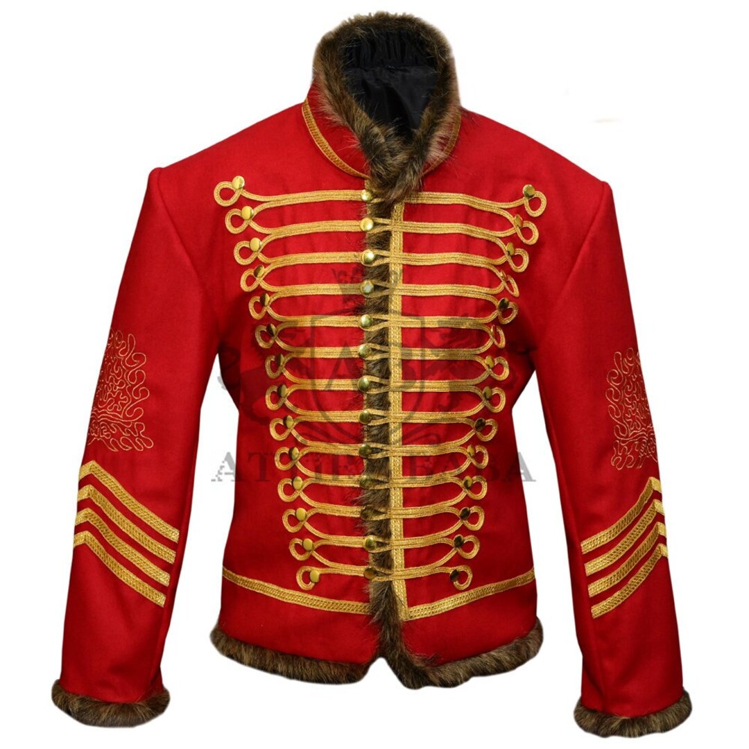 Red Napoleonic Hussar Jacket 18th Century Piping Tunic Pelisse Etsy
