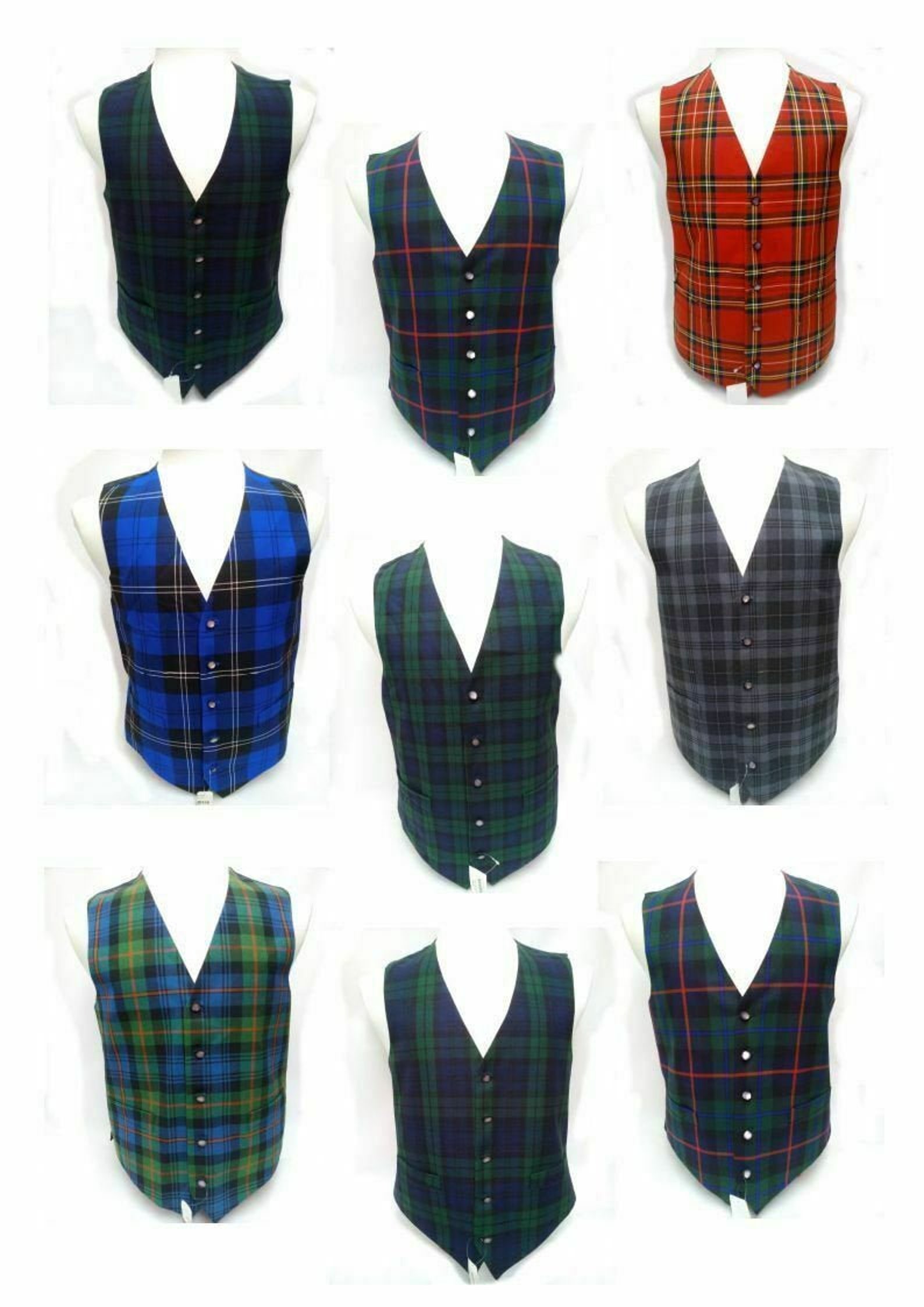 Mens Scottish Highland Tartan Waistcoat Bias Cut 5 Buttons Etsy