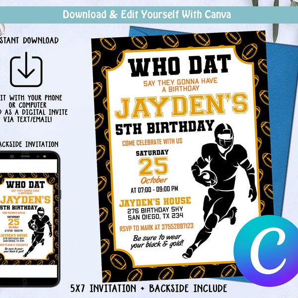 New Orleans Saints Birthday Invitation - Etsy