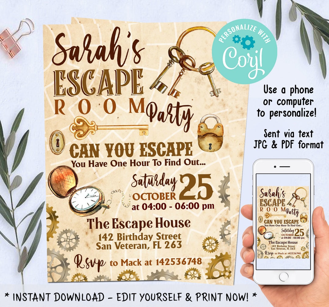 Escape Room Party Invitation Escape Room Birthday Party Etsy
