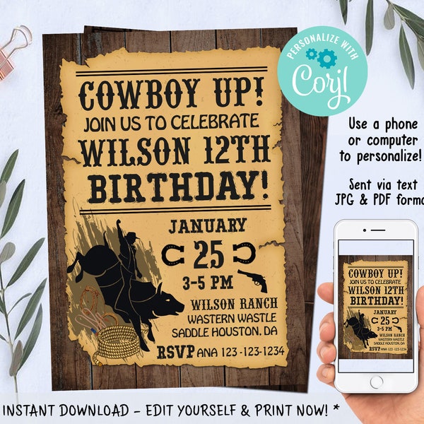 Bull Rider Invitation Cowboy Invitation - Etsy