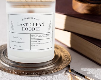 Last Clean Hoodie Frosted Glass Candle(11oz), Gag Gift, Female Friend Gift, Bestie Gift, Long Distance Best Friend Gift, Funny Candles