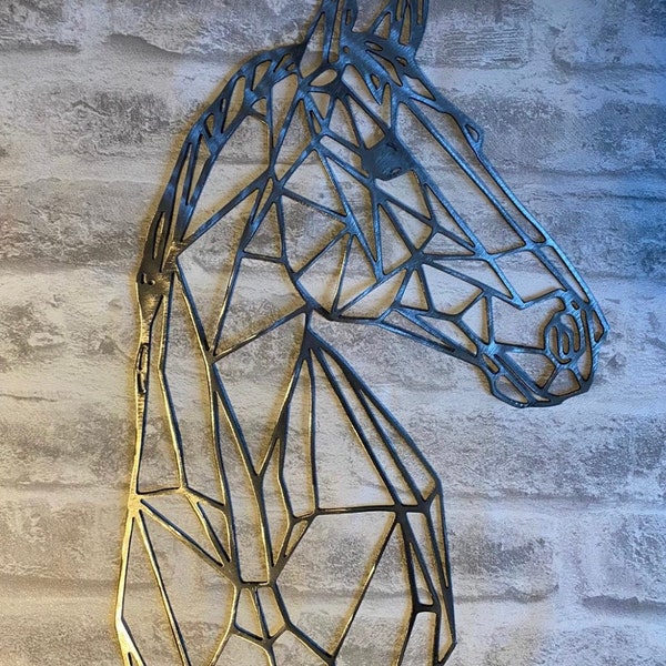 Geometric horse head, Wall art, Decor, Metal Wall Decor, Metal Wall Hangings, Home Decoration,Farmhouse Decoration, Horse Lover Gift,living