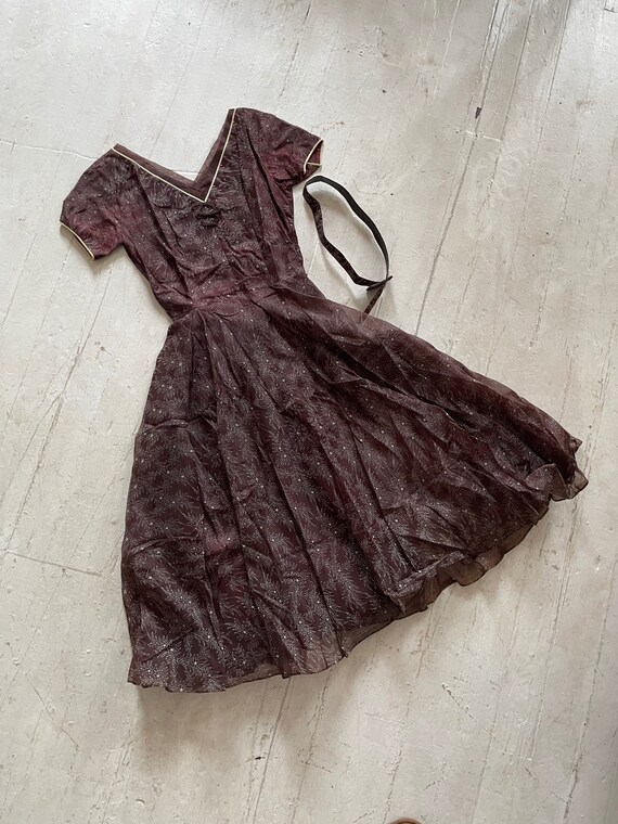 Vintage 1940s Double V Neck Novelty Print Rayon Sw