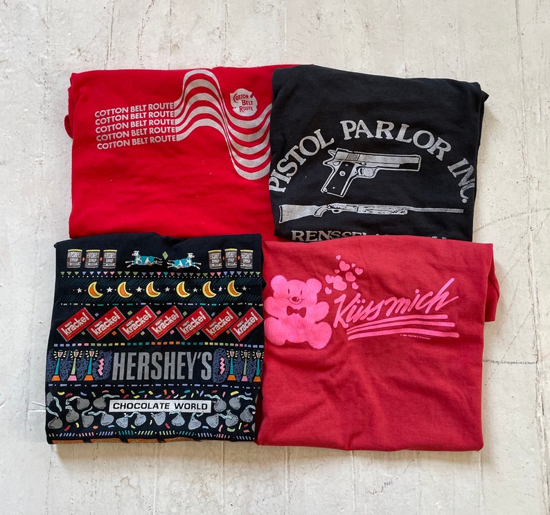 4 S Vintage Single Stitch Red And Black Tee Bundle