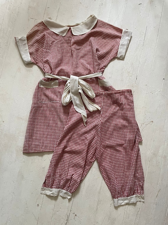 Vintage 1930s Cotton Feedsack Gingham Shirtdress w