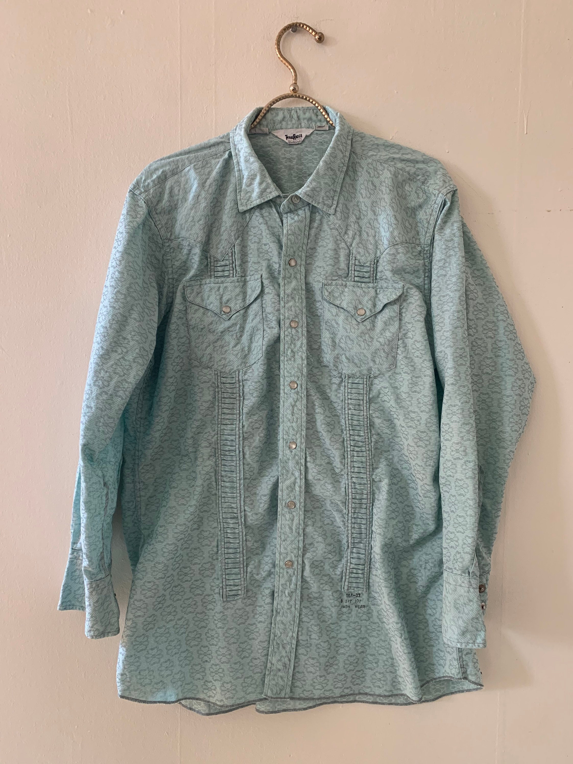 Vintage 1950s Western Rayon/ Jacquard Seafoam Trail Ridge | Etsy