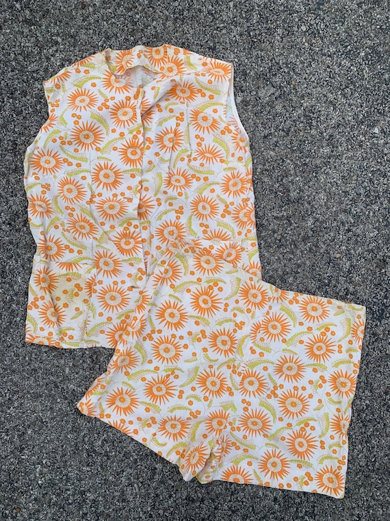 Vintage 1950s Cotton Two Piece Playsuit Size M/L