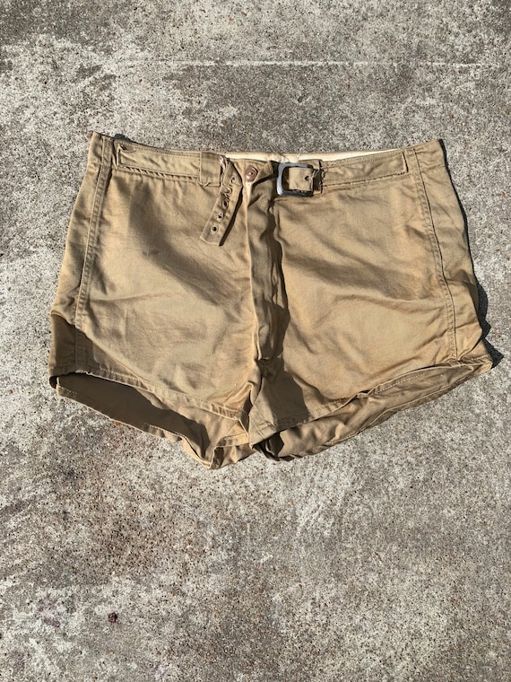 Vintage 1940s Safari Style Tan Colored Shorts With