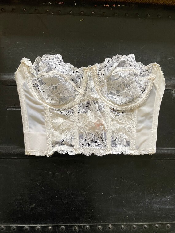Vintage White Lace Bustier Corset Size 34C