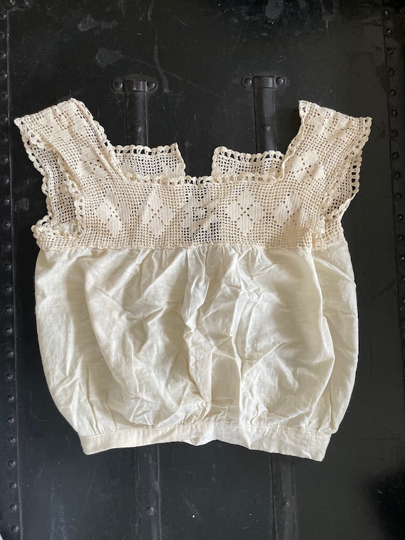 Antique 1910s Cotton And Crochet Camisole Size XS/