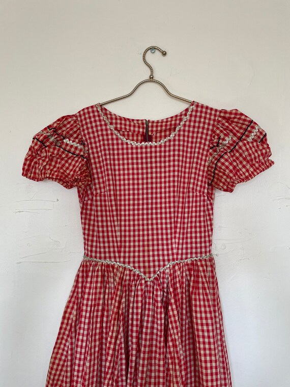 Vintage 1940s Red And White Gingham Puff Sleeve Co