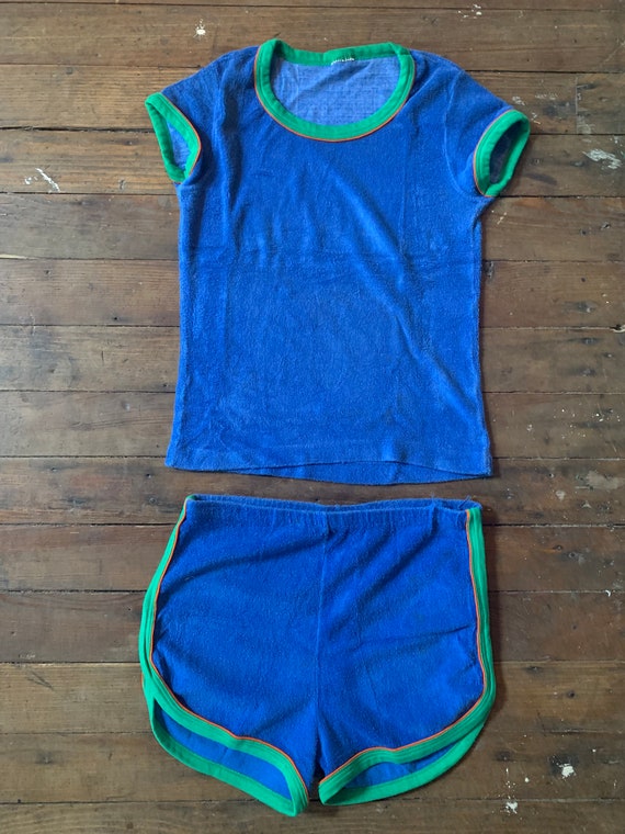 1970s Two Piece Terrycloth Jogging Suit Size S
