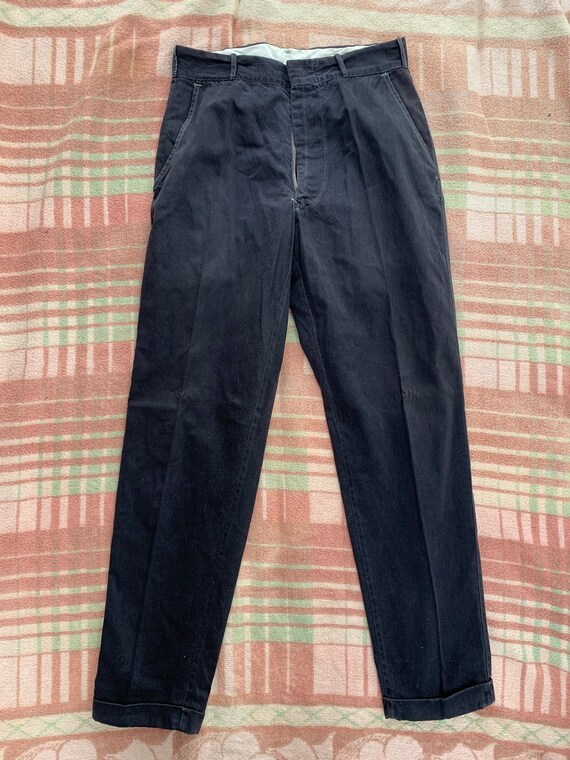 Vintage Black Cotton Levis Big E Trousers Size 28x