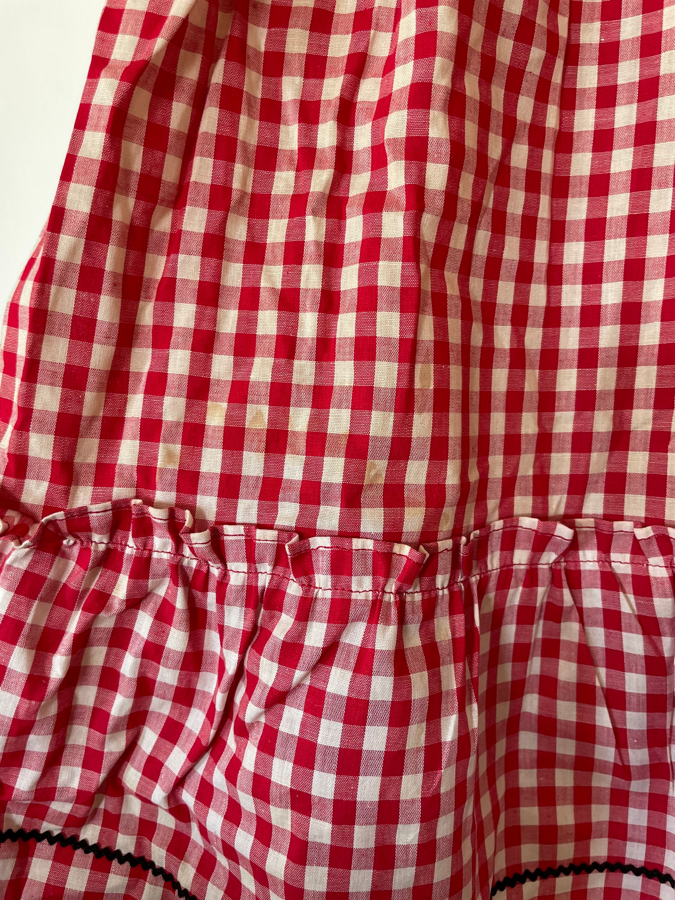 Vintage 1940s Red And White Gingham Puff Sleeve Cotton Dress | Etsy