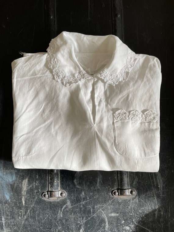 Vintage 1940s All Cotton Blouse Size S Talon Zip