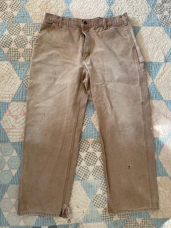 Vintage Faded Tan Canvas Carhartt Dungarees Size 3