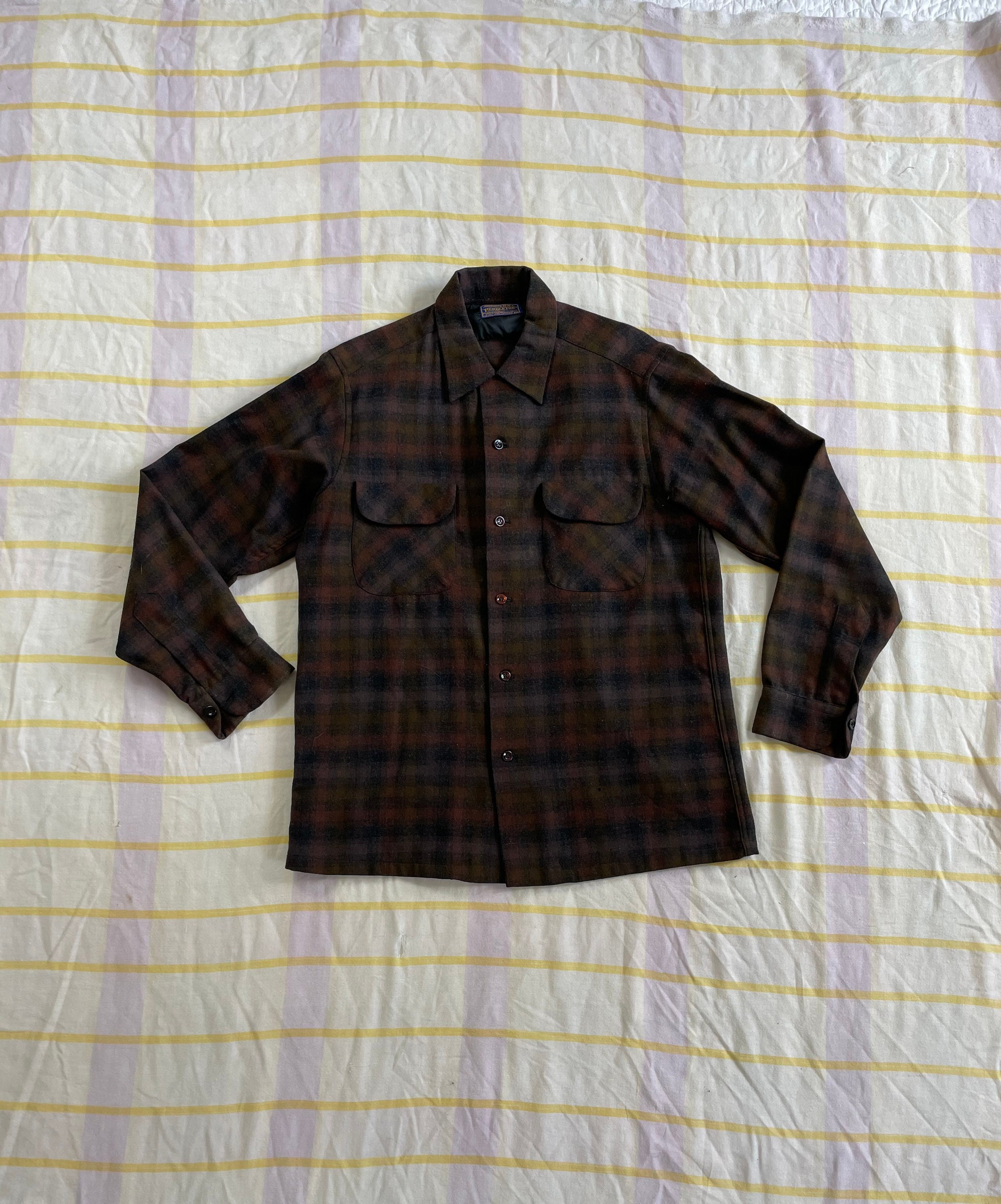 Vintage M 1960s Pendleton Board Shirt Earthtones USA Made Etsy