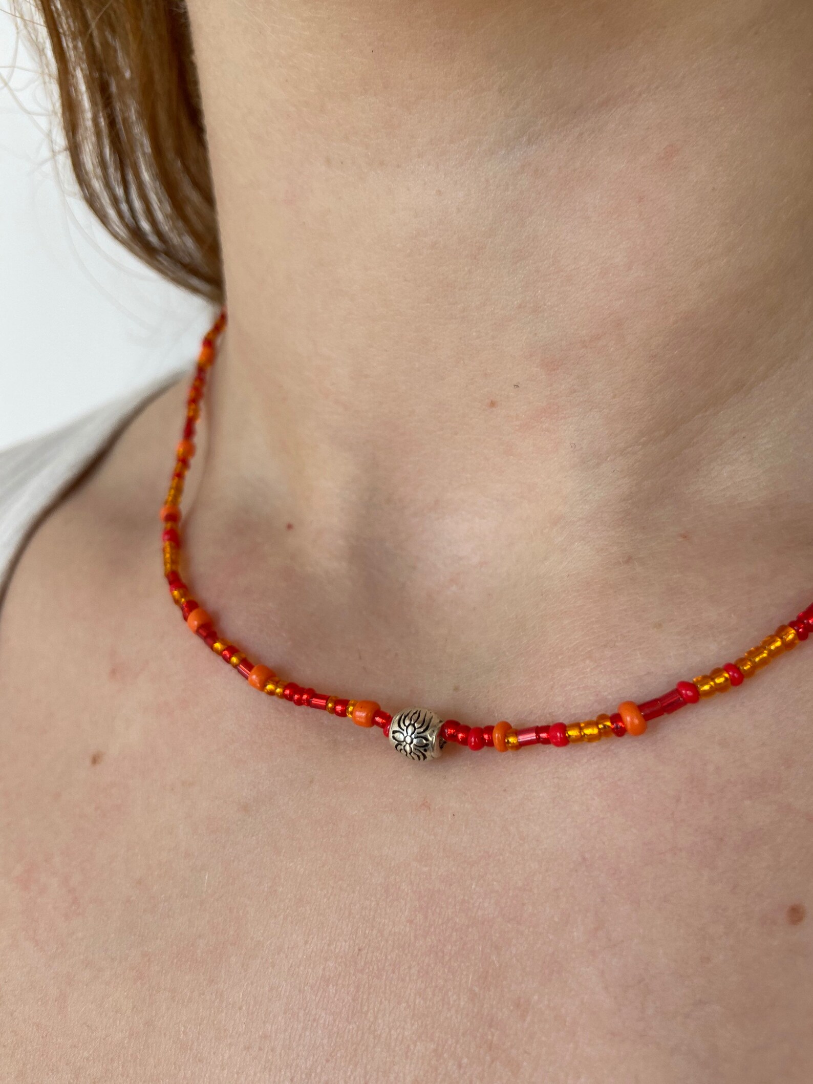 Elastic necklace rockery beads with metal charm Etsy