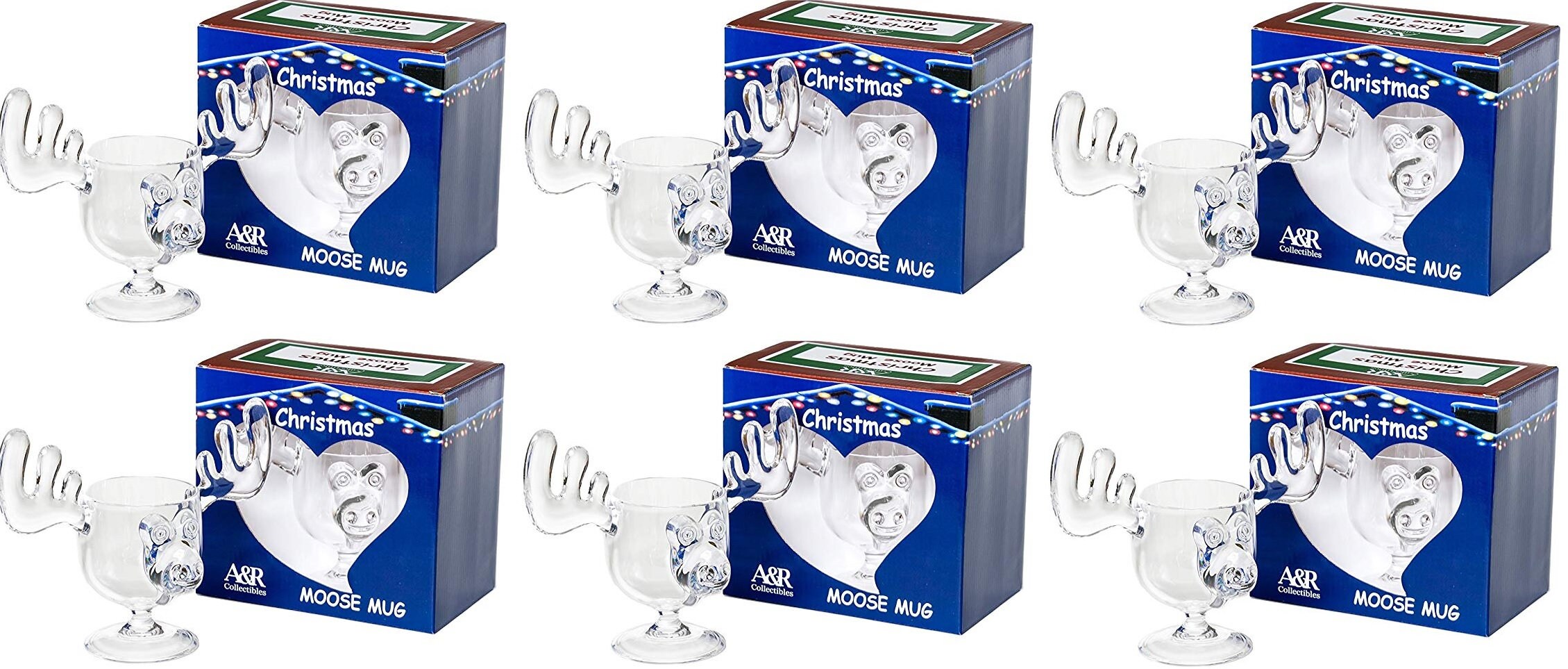 A&R Collectibles Christmas Eggnog Moose Mugs - Gift Boxed Set of 2 -  Acrylic Safer Than Glass 8 oz.