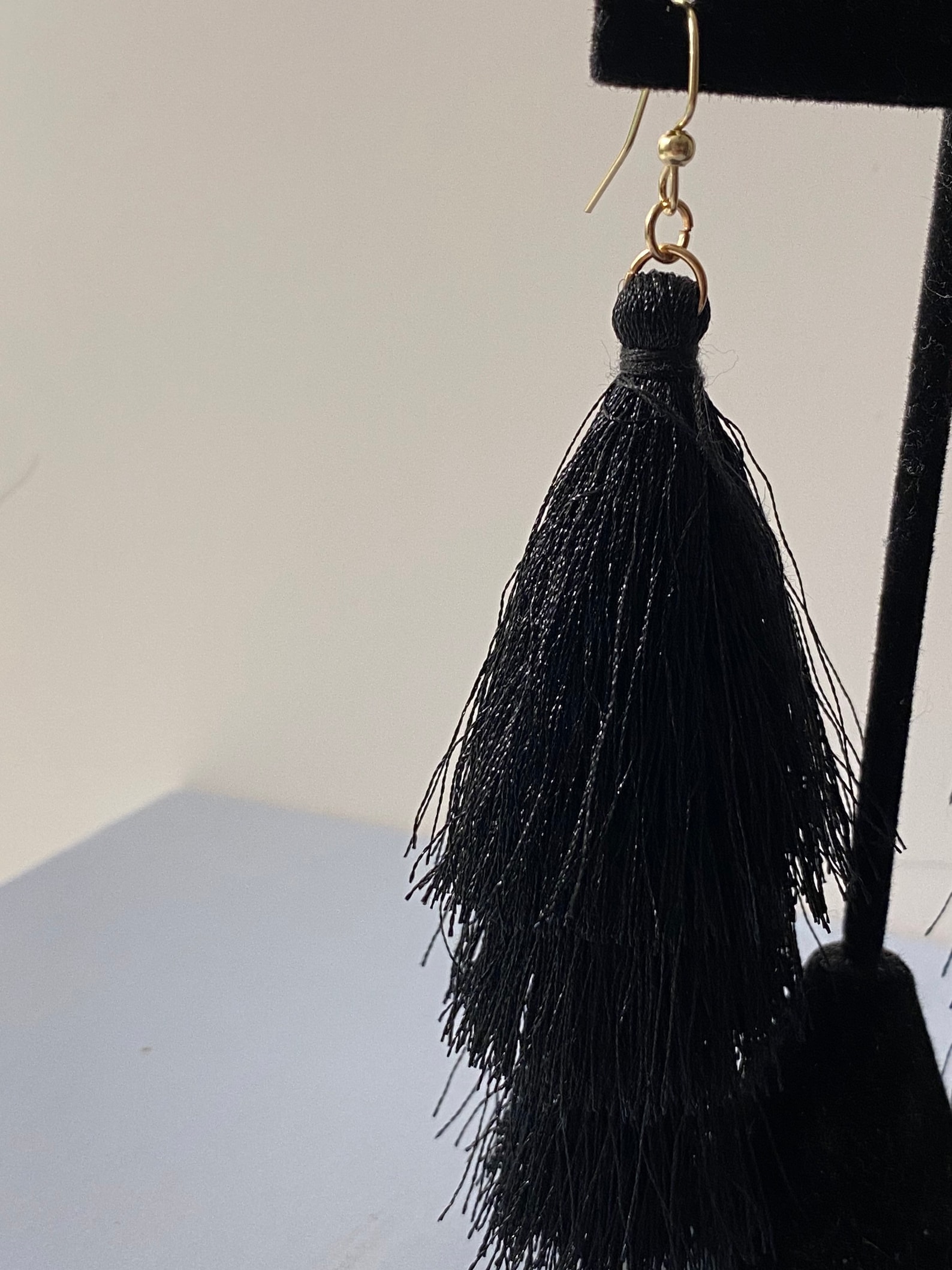 Black Tassel Earrings Etsy