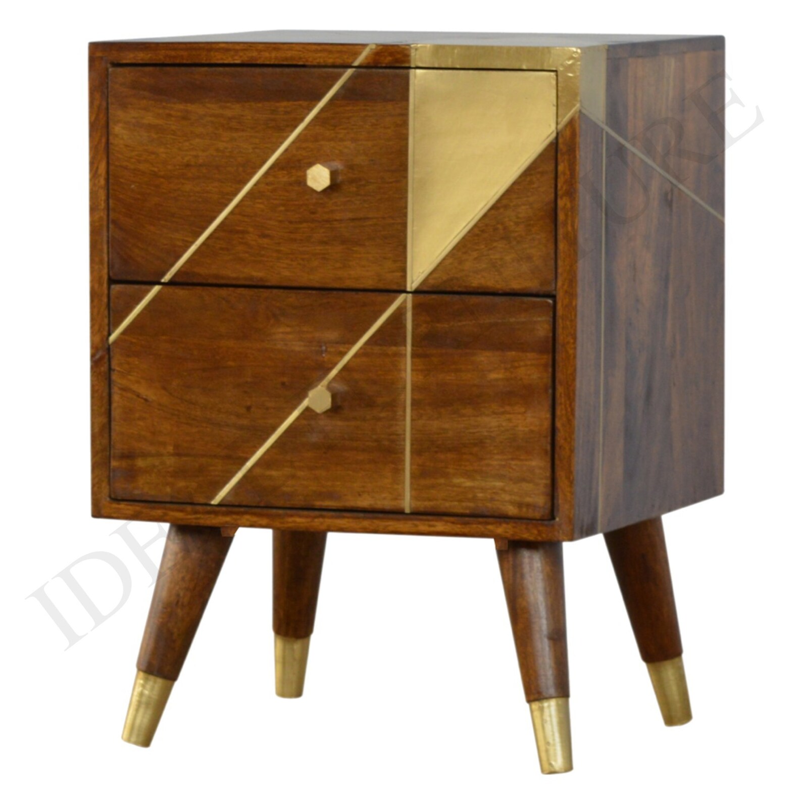 Cama junto al gabinete castaño acabado medio siglo acento | Etsy