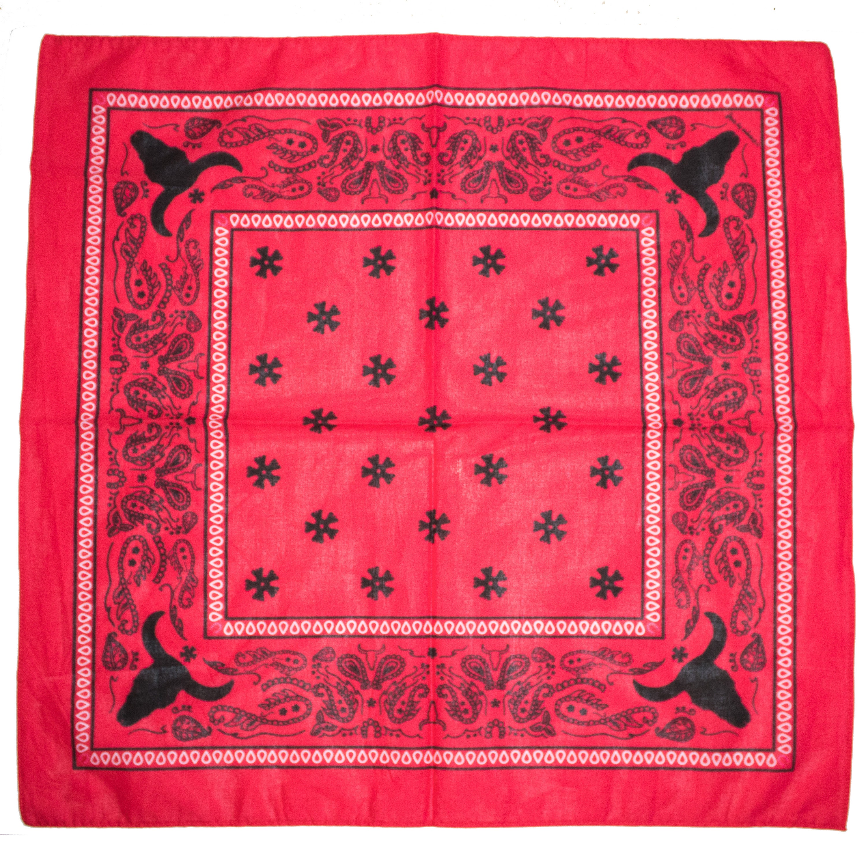 Western Print Cowboy Bandanas | Bull Rider Print Bandana | Cotton