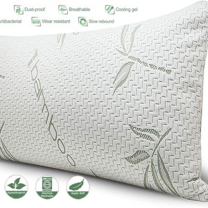 Luxury Bamboo Bed Pillow | Ultimate Comfort and Support | Hypoallergenic, Antibacterial, Adjustable, Breathable