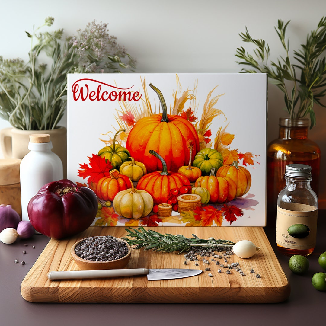 Cutting Board Sublimation Design Fall Glass Cutting Board PNG Fall