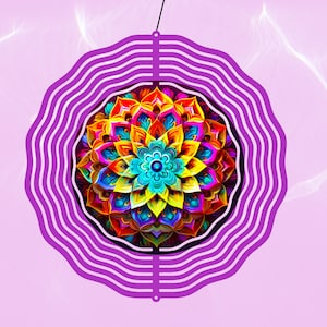 Mandala Wind Spinner PNG, 3D Mandala Wind Spinner Sublimation Design, Colorful Mandala Wind Spinner Sublimation | Mandala PNG