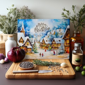 Cutting Board Sublimation Design | Glass Cutting Board PNG | Christmas Cutting Board PNG | Christmas Gnomes Sublimation Cutting Board Design