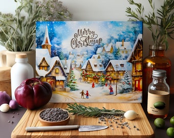 Cutting Board Sublimation Design | Glass Cutting Board PNG | Christmas Cutting Board PNG | Christmas Gnomes Sublimation Cutting Board Design