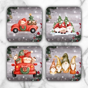 Kerstonderzetters | Vierkant Ronde Kerst Coaster Afbeeldingen | Vierkante onderzetter PNG Ronde onderzetter PNG | Onderzetter png Sublimatie | Kerstman onderzetters
