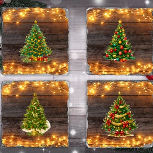 Dessous de verre de Noël | Images de dessous de verre carré rond | Dessous de verre carrés PNG Dessous de verre ronds PNG | Dessous de verre png Sublimation | Sous-bocks
