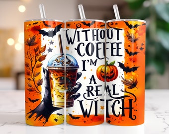 Halloween Tumbler Wrap: Witchy Halloween Tumbler Wrap | Halloween Designs | Seamless 20 Oz Skinny Halloween Witch Tumbler Wrap