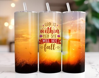 Christian Skinny Tumbler Sublimation, 20 Oz Skinny Tumbler PNG Wrap, Seamless Christian Tumbler Files, Christian PNG Design, Bible Verse png