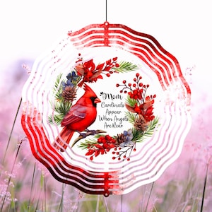 Red Cardinal Wind Spinner PNG, Mom Cardinal Wind Spinner Sublimation Design, Cardinal Angels Wind Spinner Sublimation | Mom Cardinal Angels