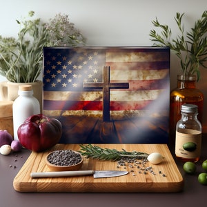Cutting Board Sublimation Design | Glass Cutting Board PNG | Christian Cutting Board PNG | Sublimation Flag Cutting Board Design
