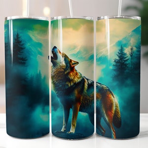 Wolf Skinny Tumbler Wrap | Seamless Wolf Tumbler PNG | Wolf Sublimation Design Wraps | Wolf Sublimation | 20 Oz Skinny Tumbler | Wolf PNG