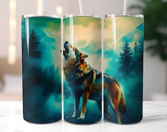 Wolf Skinny Tumbler Wrap | Seamless Wolf Tumbler PNG | Wolf Sublimation Design Wraps | Wolf Sublimation | 20 Oz Skinny Tumbler | Wolf PNG