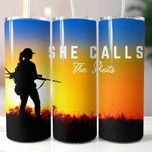 Jagdbecher PNG: Frauen jagen Design Wrap | 20 Unzen Skinny Tumbler Jagd Sublimation | Frauen Jäger Becher Design