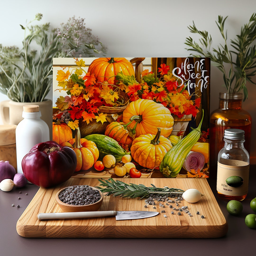 Cutting Board Sublimation Design Fall Glass Cutting Board PNG Fall