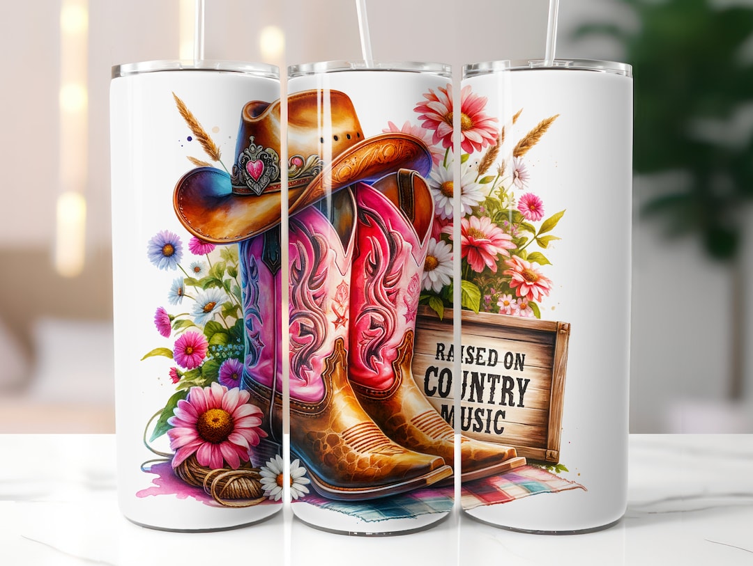 Country Music Tumbler Wrap | Cowgirl Skinny Tumbler Sublimation Design ...
