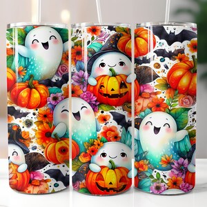 Halloween Ghost Tumbler Wrap: Halloween Tumbler Wrap | Halloween Tumbler PNG | Seamless 20 Oz. Skinny Tumbler Wrap | Halloween Tumbler PNG
